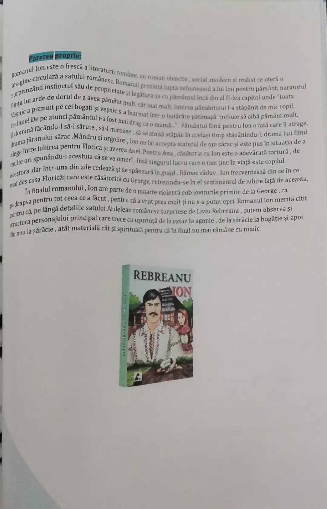 --- OCR Start ---
Am inceput lectura: 01.06.2015
Am terminat lectura 28.06.2015
Tahlil operel literare: lon
Liviu Rebreanu
Baltura Alcalay e