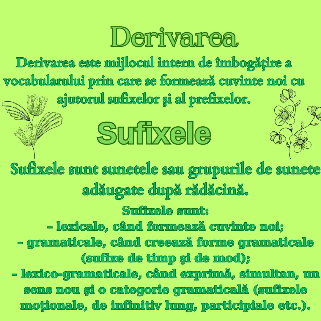 ## Derivarea si compunerea

Evaluare Națională 2024 # Derivarea

Derivarea este mijlocul intern de îmbogățire a vocabularului prin care se f