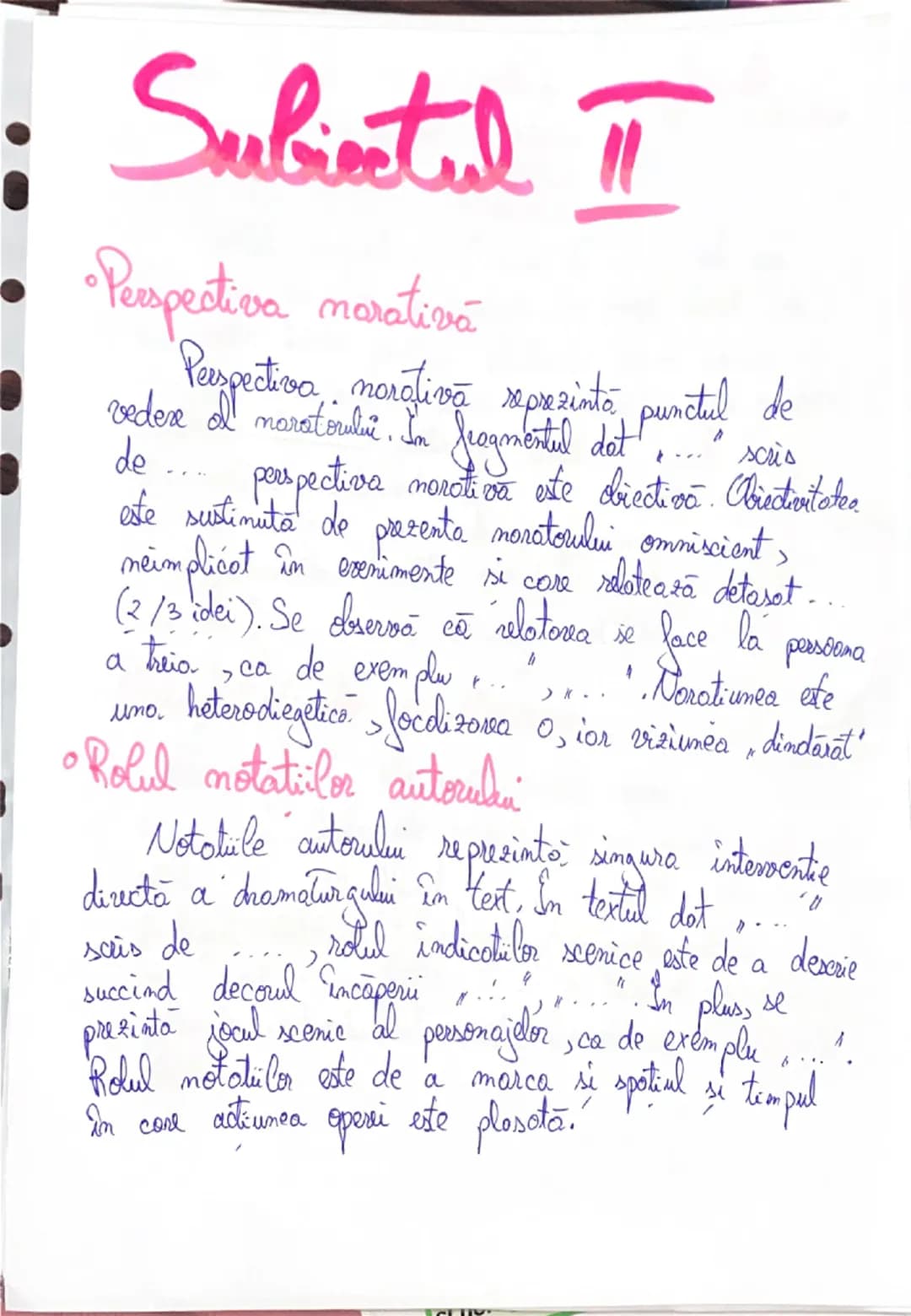 --- OCR Start ---
: Subiectul Ⅱ
• Perspectiva marativă
0
vede Verspectiva, narativă reprezinta punctul de
• In Jeagmentul det...
de
scris
pe