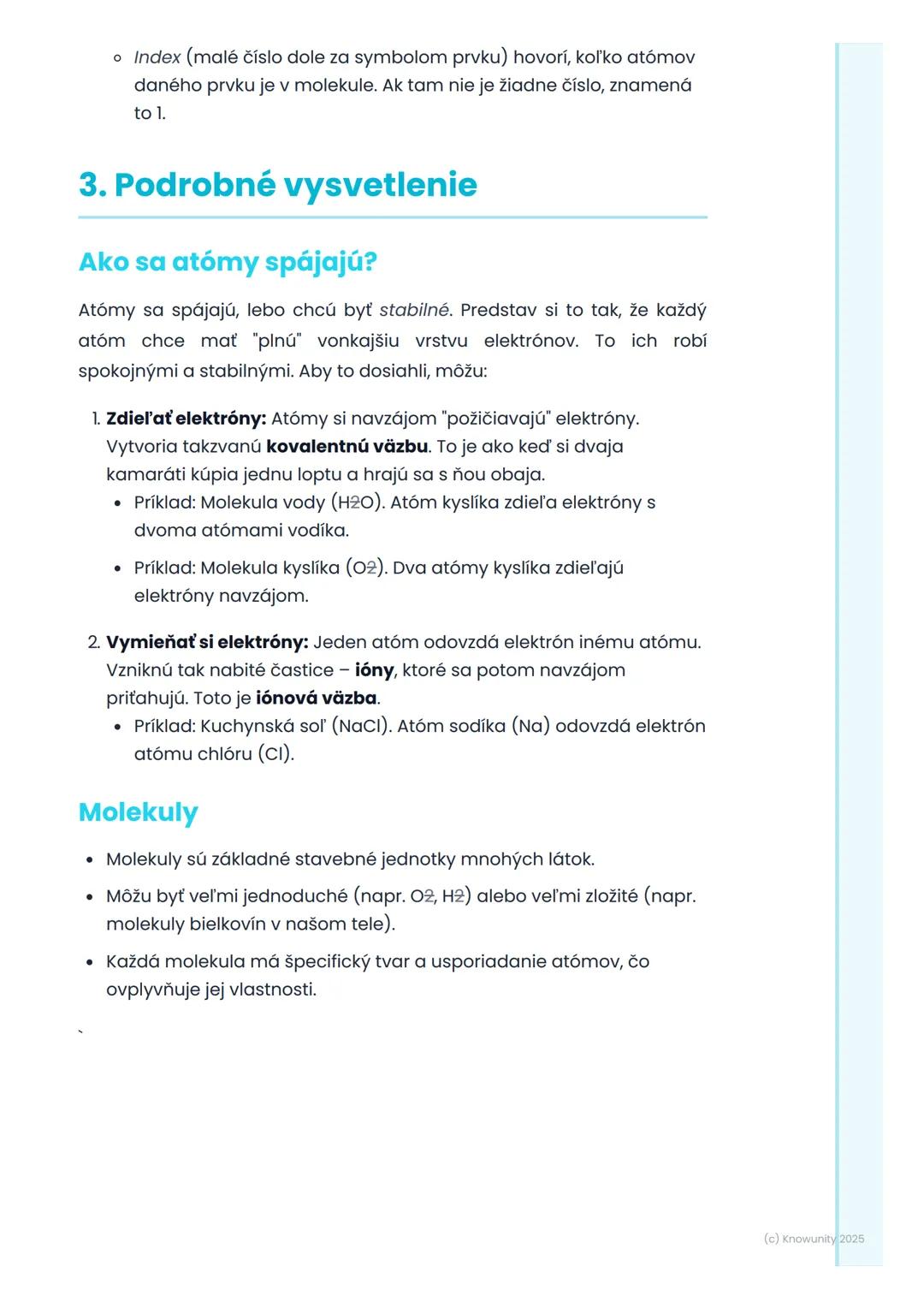 # Molekuly a chemické
zlúčeniny

1. Prehl'ad a úvod

Takže, už vieme, že všetko okolo nás je zložené z maličkých častíc,
ktorým hovoríme ató