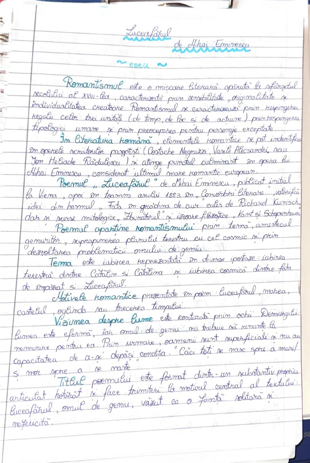 Subiectul 3 Română: Eseu Complet despre Luceafărul