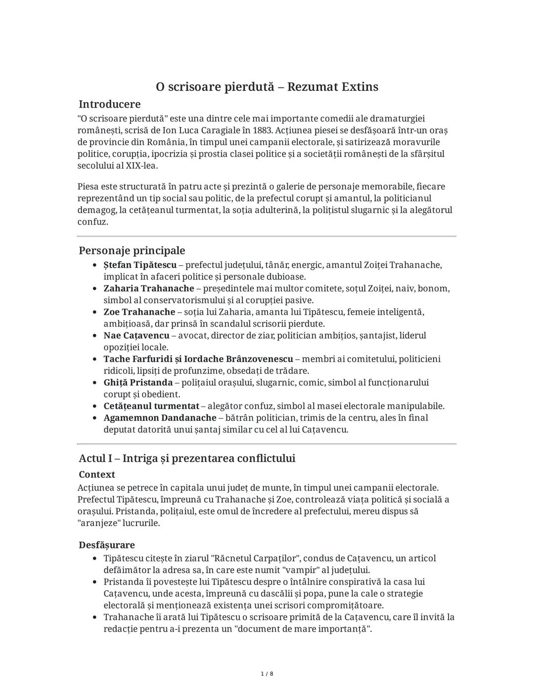 O Scrisoare Pierdută: Analiză și Explicații Importante