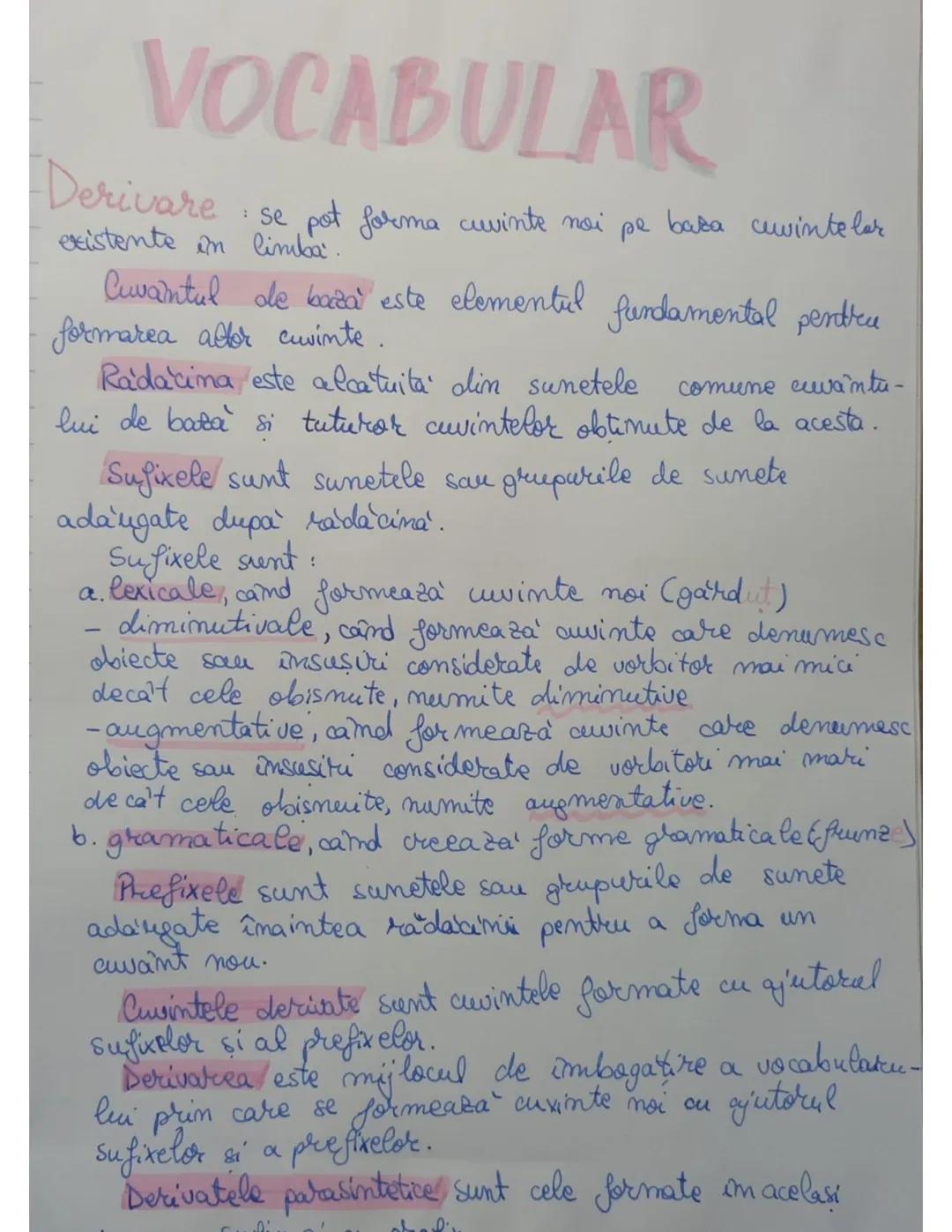 --- OCR Start ---
VOCABULAR
Derivare : se pot forma cuvinte noi pe baza cuvintelar
existente în limba.
Cuvantul de baza este elementul funda