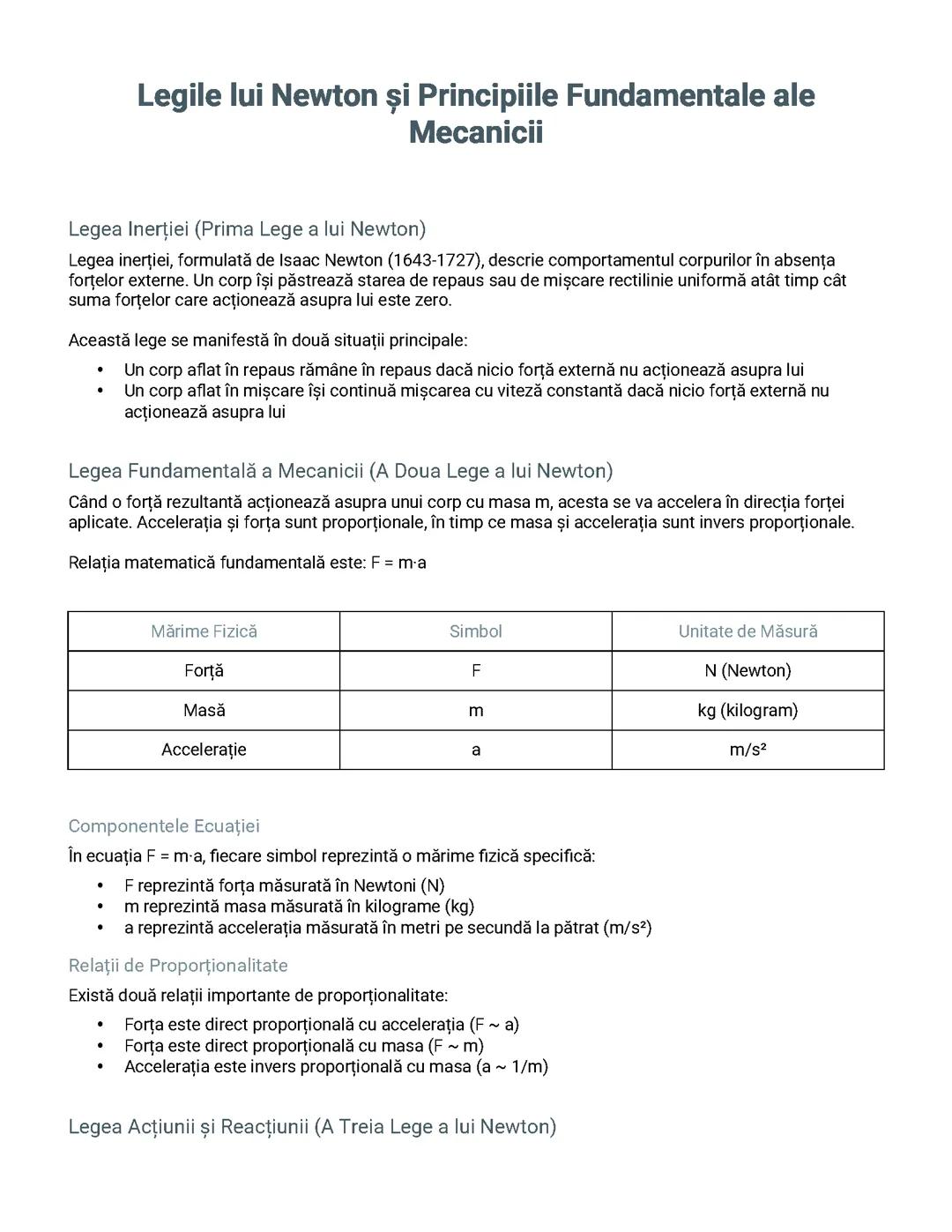 Legile lui Newton și Principiile Fundamentale ale Mecanicii
