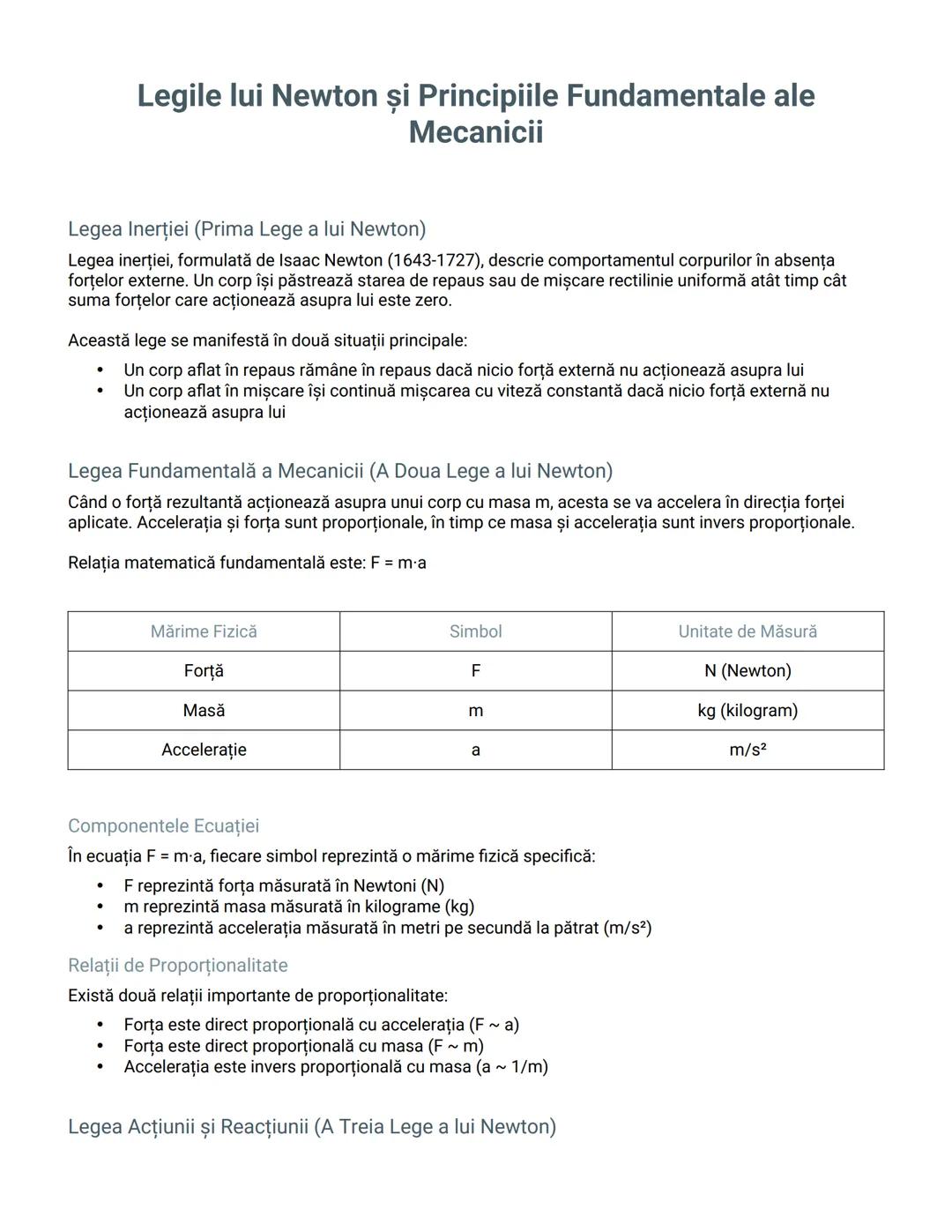 # Legile lui Newton și Principiile Fundamentale ale
Mecanicii

# Legea Inerției (Prima Lege a lui Newton)

Legea inerției, formulată de Isaa