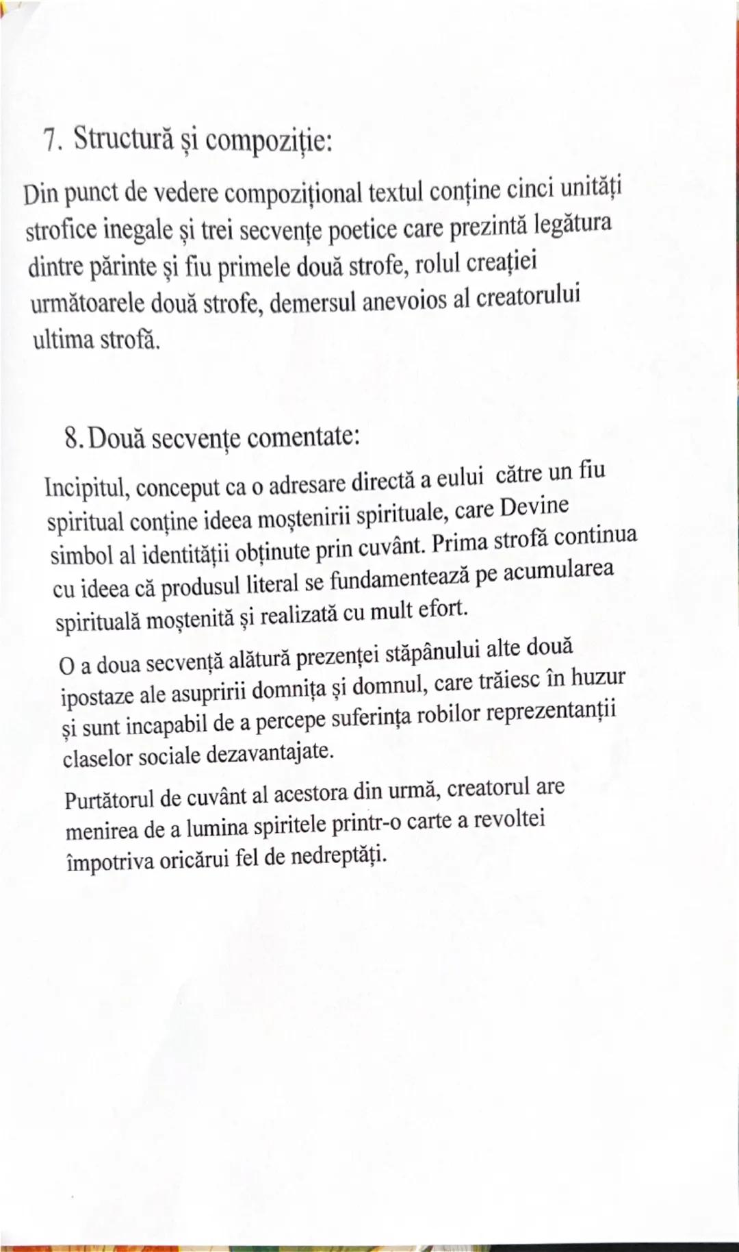 # TESTAMENT

de Tudor Arghezi

1. Introducere despre autor (Tudor Arghezi):

Tudor Arghezi, poet modernist, și-a desfăşurat activitatea
lite