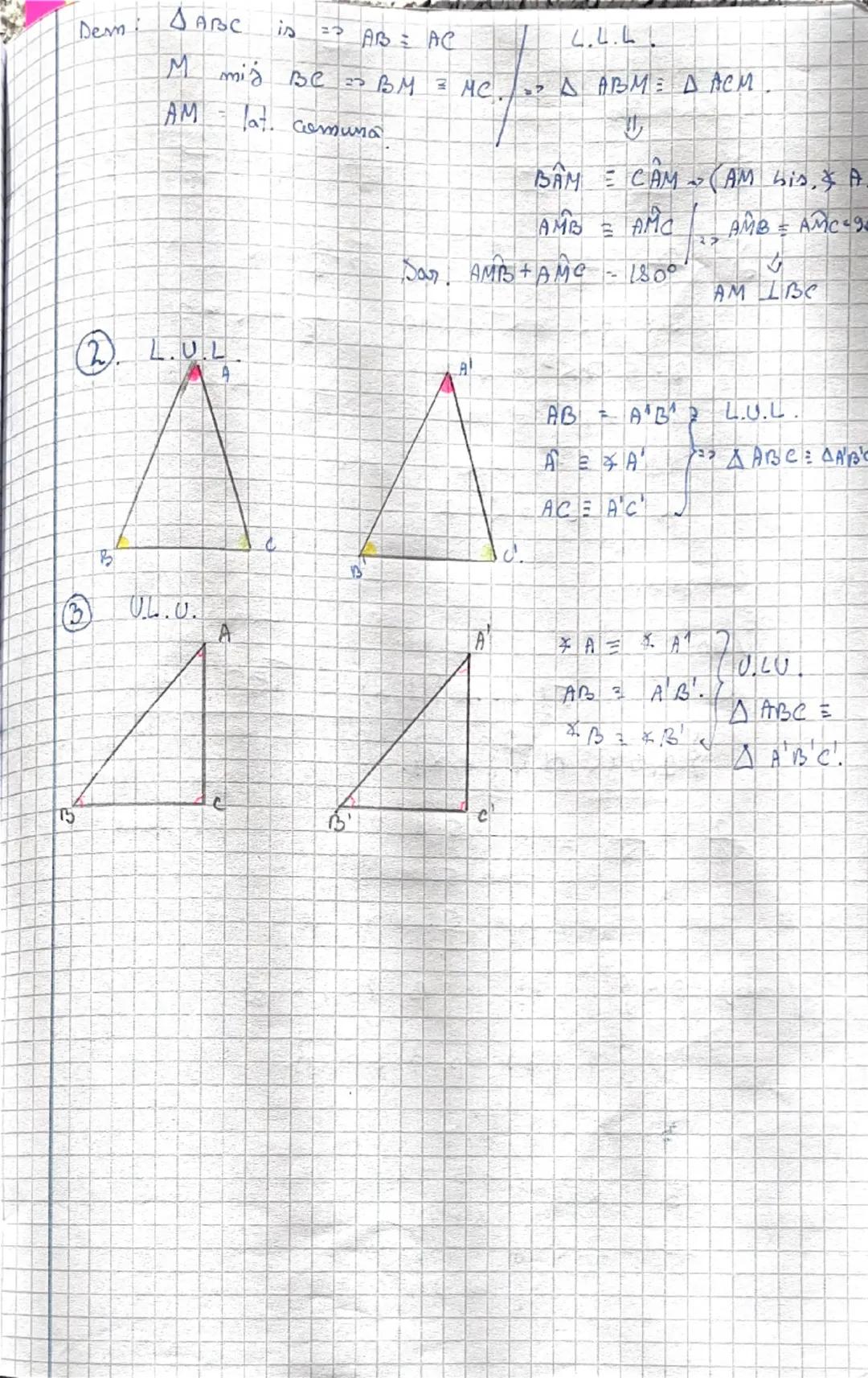 Congruenta triunghiuriles.

Congruenta $\triangle$ A carecare.
$AB = CD$.

A

A

D

B

A

F
E
$\triangle ABC \cong \triangle DEF => AB = DE$