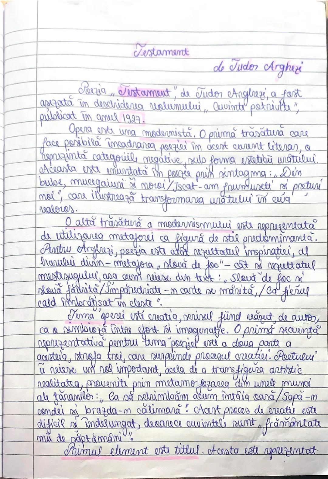 Lestament
de Judor Arghezi

Poezia, Testament" de Judor Angrezi, a fost
așezată în deschiderea realumului, cuvinte potrivite",
publicat în a