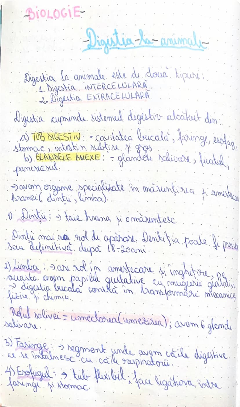 --- OCR Start ---
BIOLOGIE
Digistia-la-animali
Digestia la animale este de doua tipuri.
1. Digestia. INTERCE LULARA.
2. Digestia EXTRACELULA