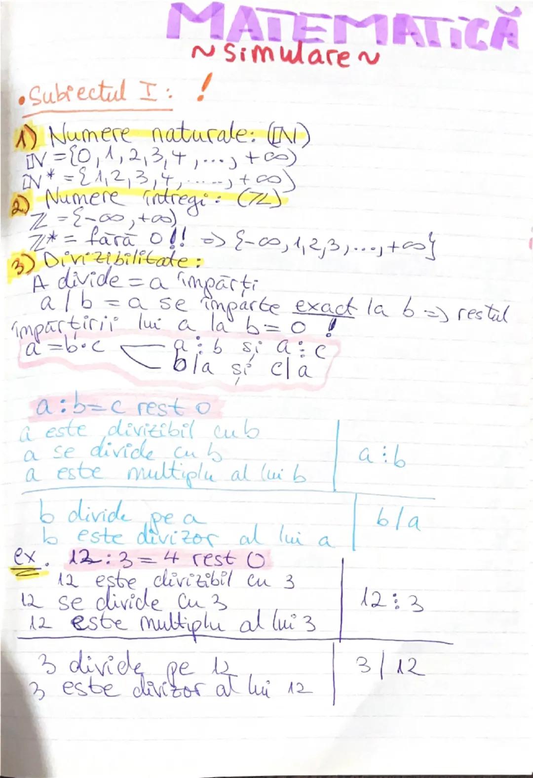--- OCR Start ---
a este divizibil cu 1 => a:1
A divide pe a => a:a
a este divizibil cu a => a:a
a divide pe a => a/a
1 si a - divizori impr