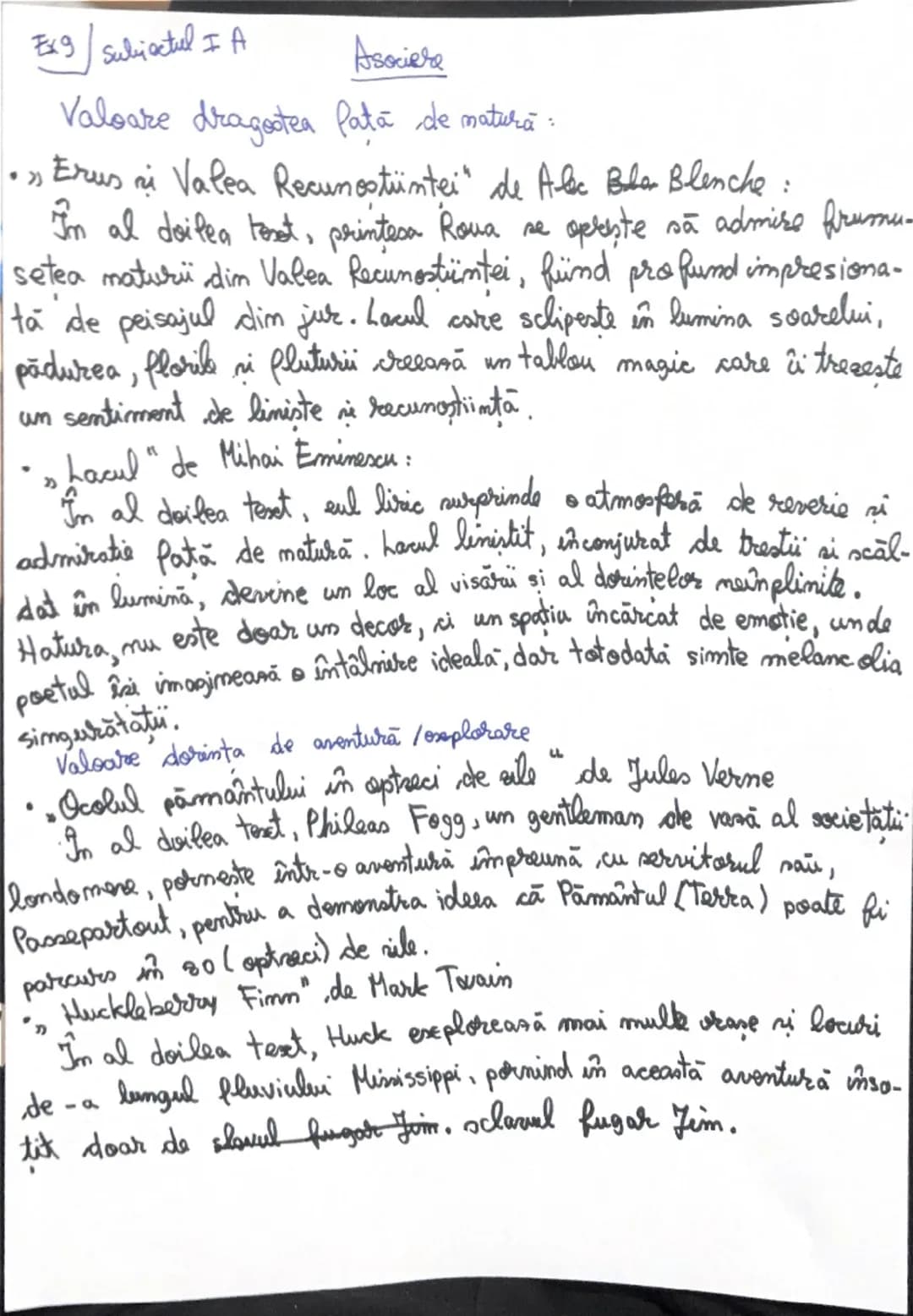 --- OCR Start ---
Exg/suliactul I A
Asociere
Valoare dragostea Pata de matură:
• Erus ni Valea Recunostintei" de Alec Bla Blenche:
În al doi