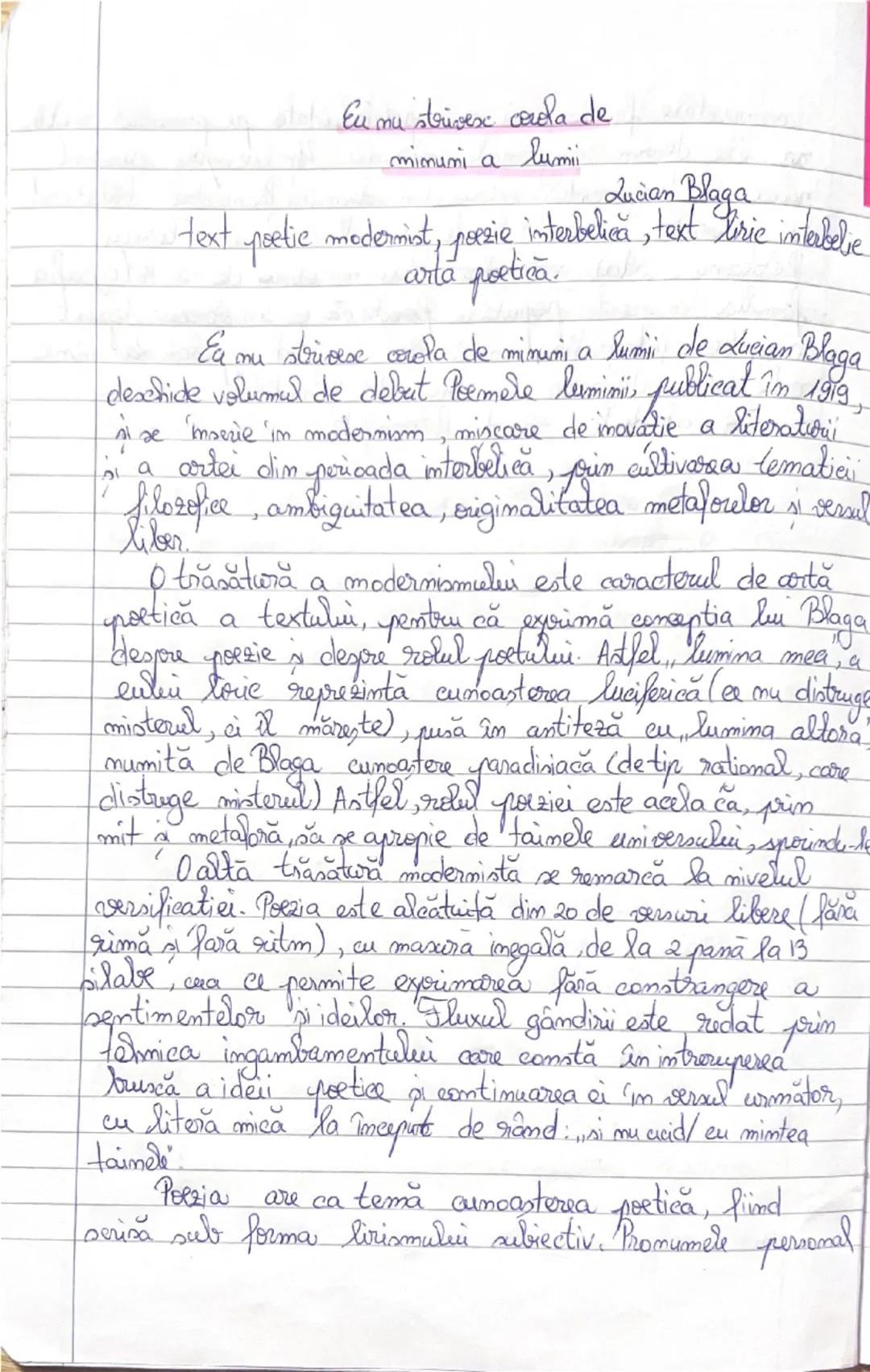 # Eu mu strivesc ocela de
# minimumi a lumii
Lucian Blaga
text poetic modernist, poezie interbelica, text liric interbelic
arla poetica.

Ea