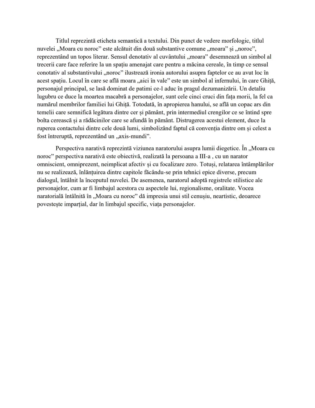 --- OCR Start ---
Titlul reprezintă eticheta semantică a textului. Din punct de vedere morfologic, titlul
nuvelei, Moara cu noroc" este alcă