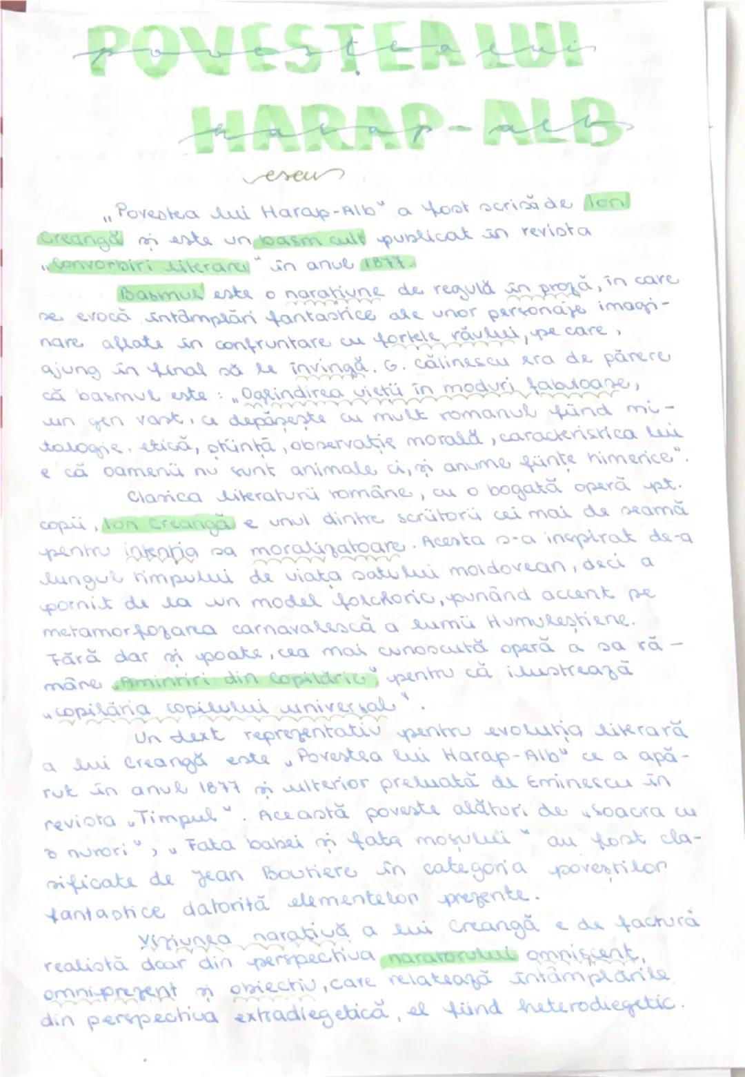 # POVESTEA LUI
HARAP-ALB

*veseu*

"Povestea lui Harap-Alb" a fost scrisă de Ion
Creangă și este un basm cult publicat în revista
"Convorbir