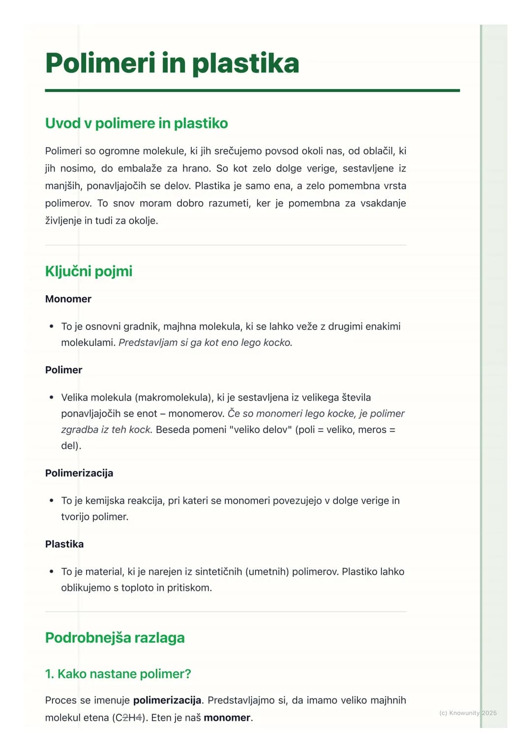 # Polimeri in plastika

Uvod v polimere in plastiko

Polimeri so ogromne molekule, ki jih srečujemo povsod okoli nas, od oblačil, ki
jih nos