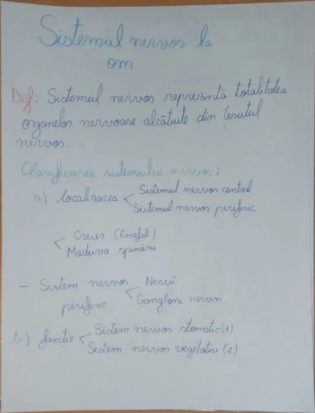 Sistemul nervos la
om
Def: Sistemul nervos reprezinta totalitatea
organelor nervoase alcătuite din tesutul
nervos.
Clasificarea sistemului n