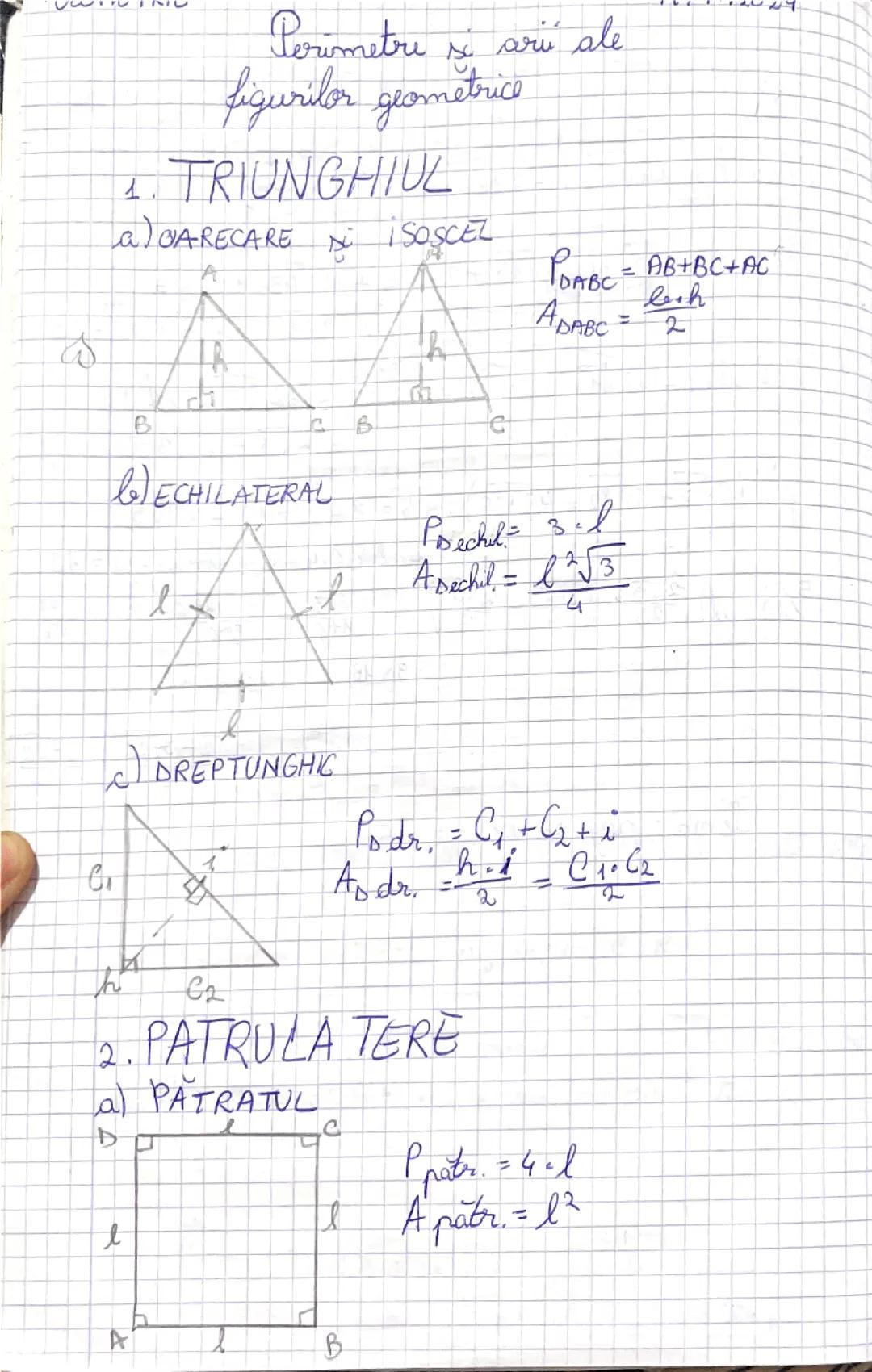 Perimetre si arii ale figurilor geometrice