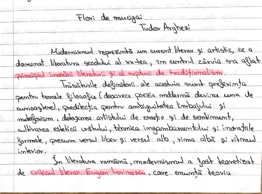 Flori de mucigai de Tudor Arghezi - Interpretare Eseu BAC