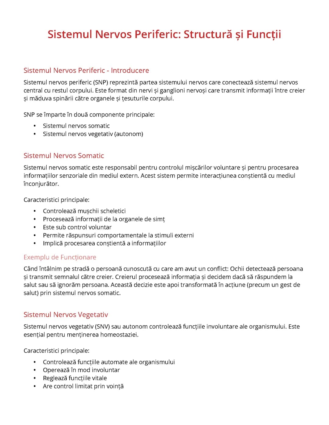 Sistemul Nervos Periferic: Structură și Funcții