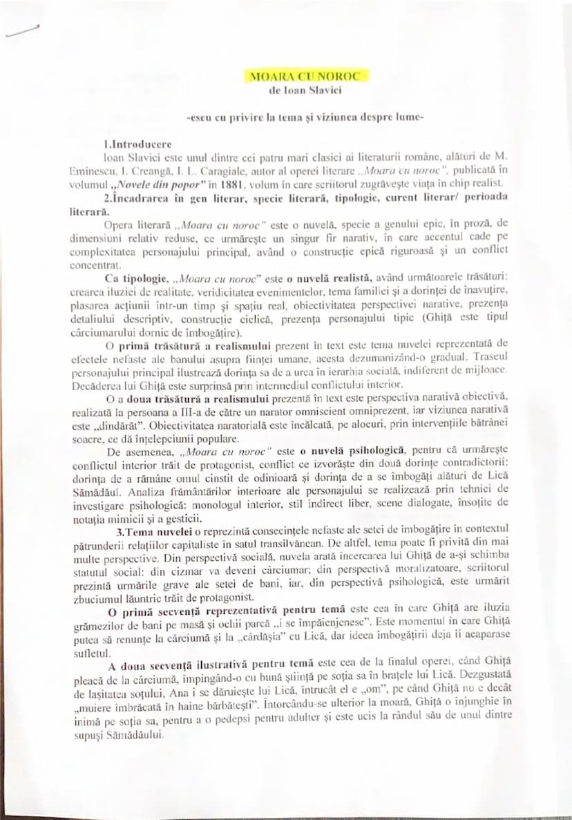 # 4.Titlul nuvelei este, mai degrabă, ironic. Toporul ales, căruciuma numită Moara cu noroc, ajunge să reprezinte Moara cu ghinion. Moara ca