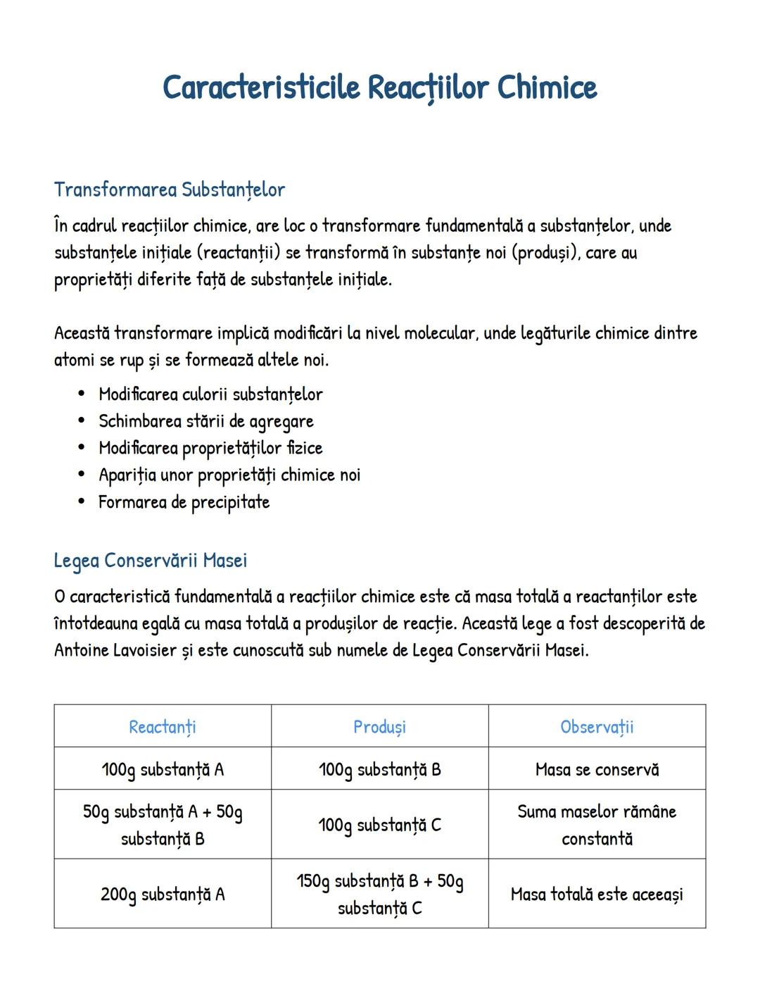 # Caracteristicile Reacţiilor Chimice

Transformarea Substanțelor

În cadrul reacţiilor chimice, are loc o transformare fundamentală a subst