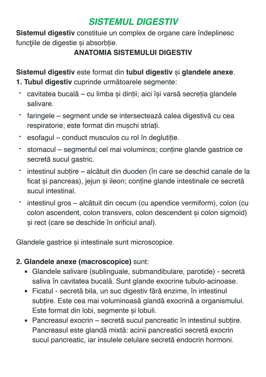 # SISTEMUL DIGESTIV
Sistemul digestiv constituie un complex de organe care îndeplinesc
funcţiile de digestie și absorbție.
# ANATOMIA SISTEM