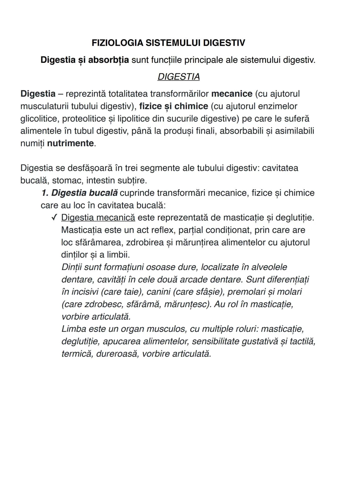 # SISTEMUL DIGESTIV
Sistemul digestiv constituie un complex de organe care îndeplinesc
funcţiile de digestie și absorbție.
# ANATOMIA SISTEM