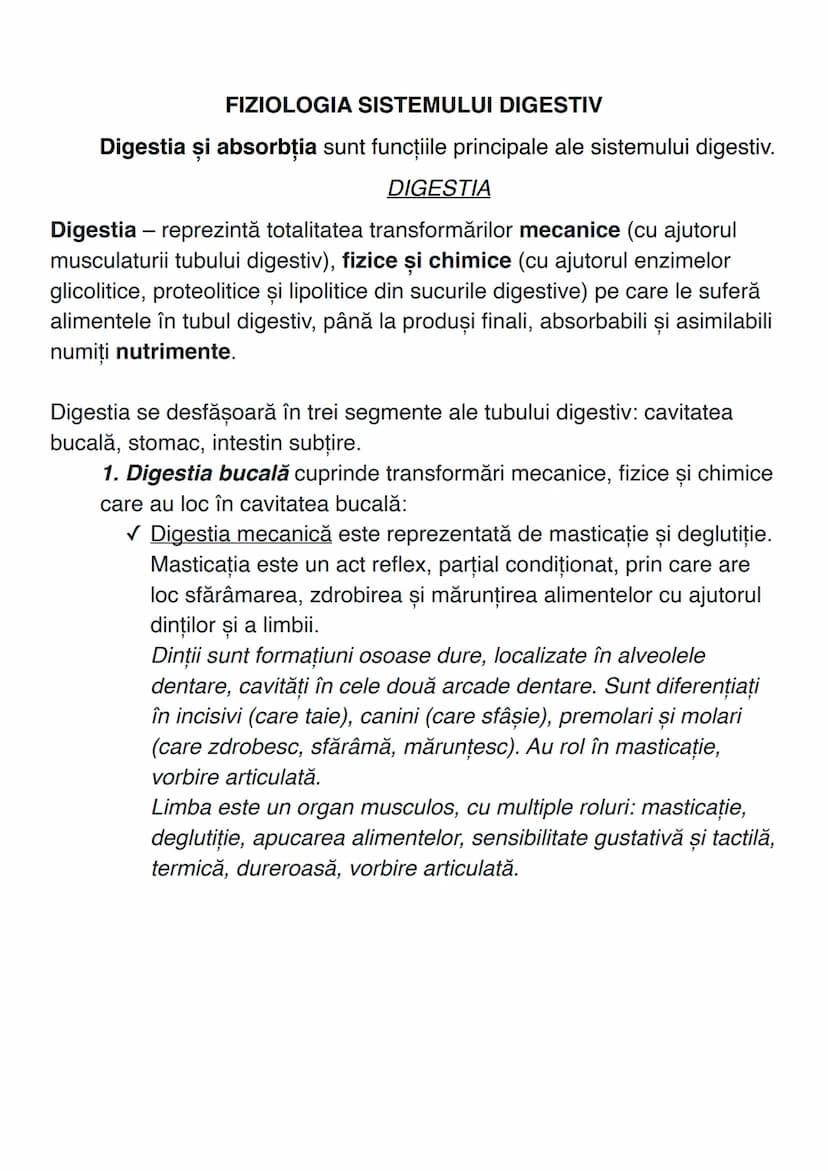 # SISTEMUL DIGESTIV
Sistemul digestiv constituie un complex de organe care îndeplinesc
funcţiile de digestie și absorbție.
# ANATOMIA SISTEM