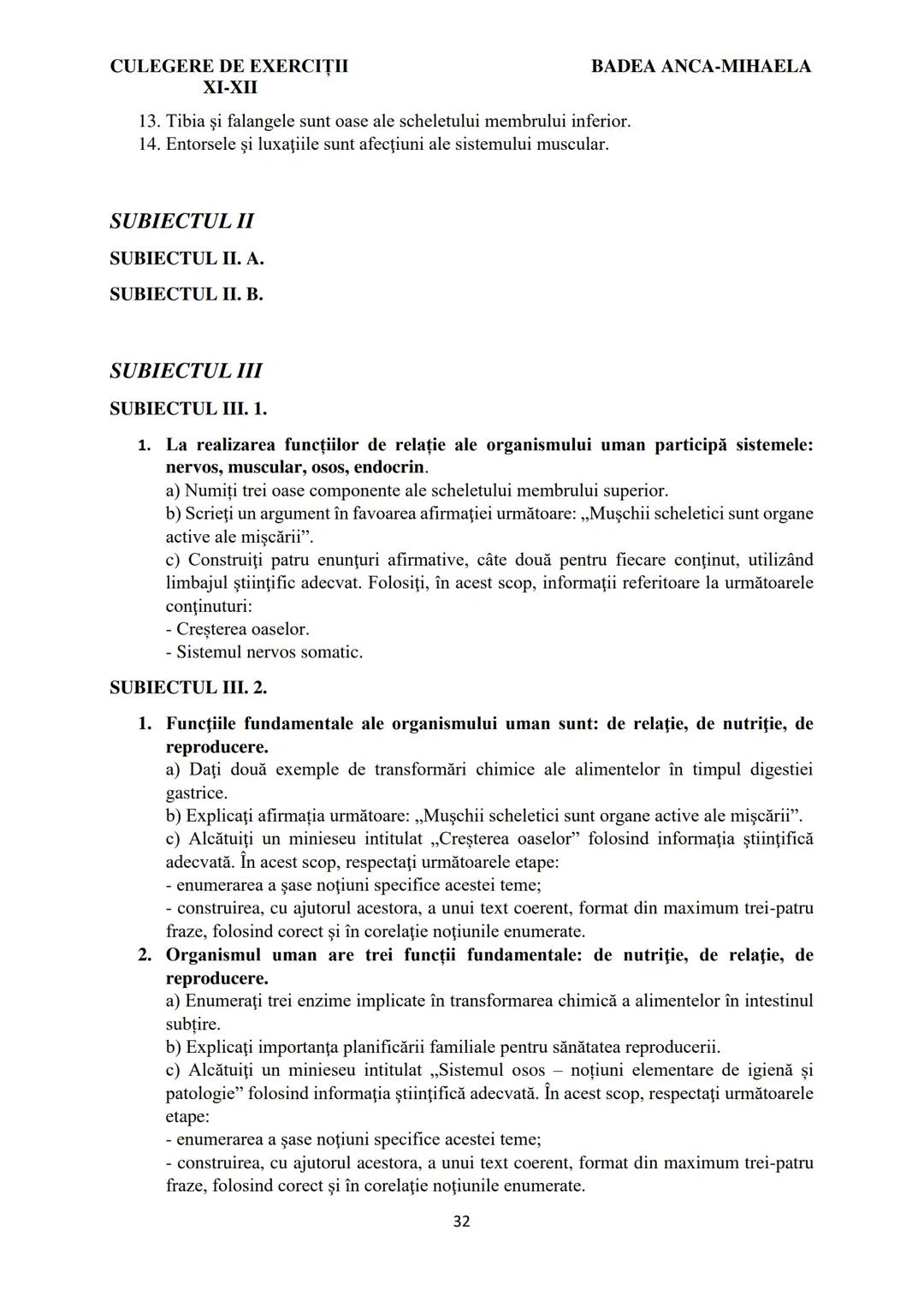 BADEA ANCA-MIHAELA
ISBN 978-973-0-37214-4

BIOLOGIE
CULEGERE DE EXERCIȚII
XI-XII

Reşiţa,
2022 CULEGERE DE EXERCIȚII
XI-XII

BADEA ANCA-MIHA