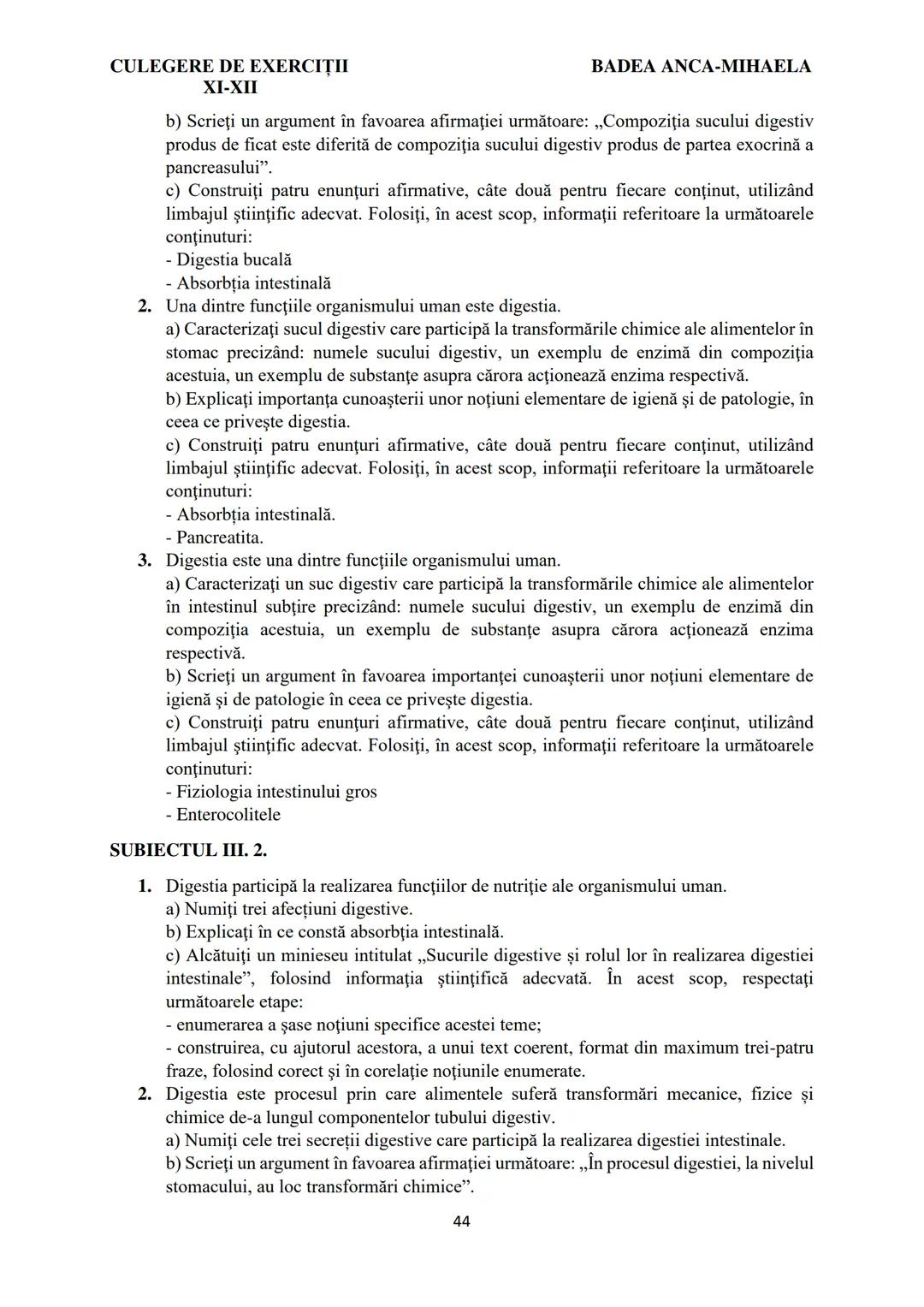 BADEA ANCA-MIHAELA
ISBN 978-973-0-37214-4

BIOLOGIE
CULEGERE DE EXERCIȚII
XI-XII

Reşiţa,
2022 CULEGERE DE EXERCIȚII
XI-XII

BADEA ANCA-MIHA