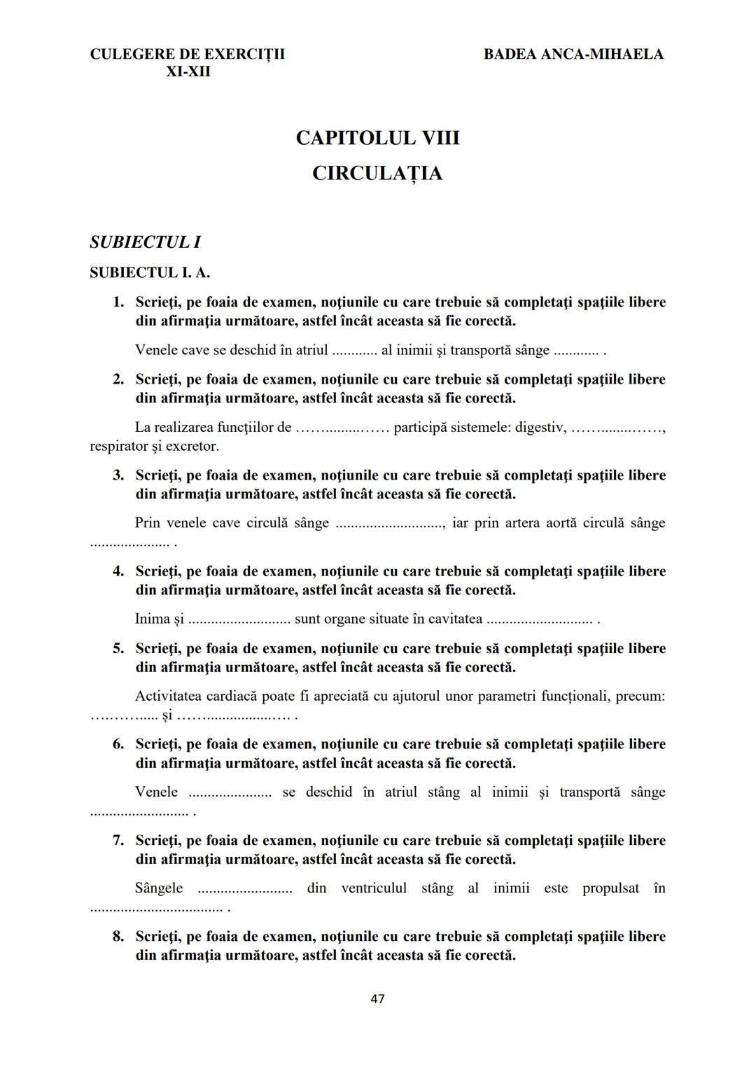 BADEA ANCA-MIHAELA
ISBN 978-973-0-37214-4

BIOLOGIE
CULEGERE DE EXERCIȚII
XI-XII

Reşiţa,
2022 CULEGERE DE EXERCIȚII
XI-XII

BADEA ANCA-MIHA