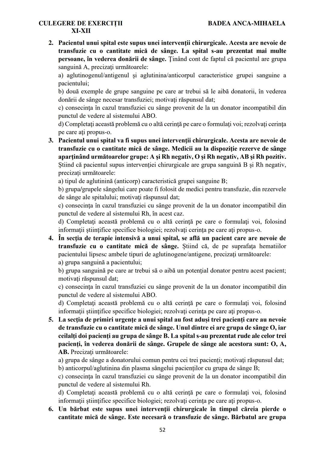 BADEA ANCA-MIHAELA
ISBN 978-973-0-37214-4

BIOLOGIE
CULEGERE DE EXERCIȚII
XI-XII

Reşiţa,
2022 CULEGERE DE EXERCIȚII
XI-XII

BADEA ANCA-MIHA