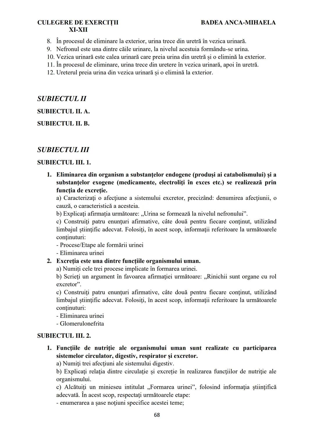 BADEA ANCA-MIHAELA
ISBN 978-973-0-37214-4

BIOLOGIE
CULEGERE DE EXERCIȚII
XI-XII

Reşiţa,
2022 CULEGERE DE EXERCIȚII
XI-XII

BADEA ANCA-MIHA