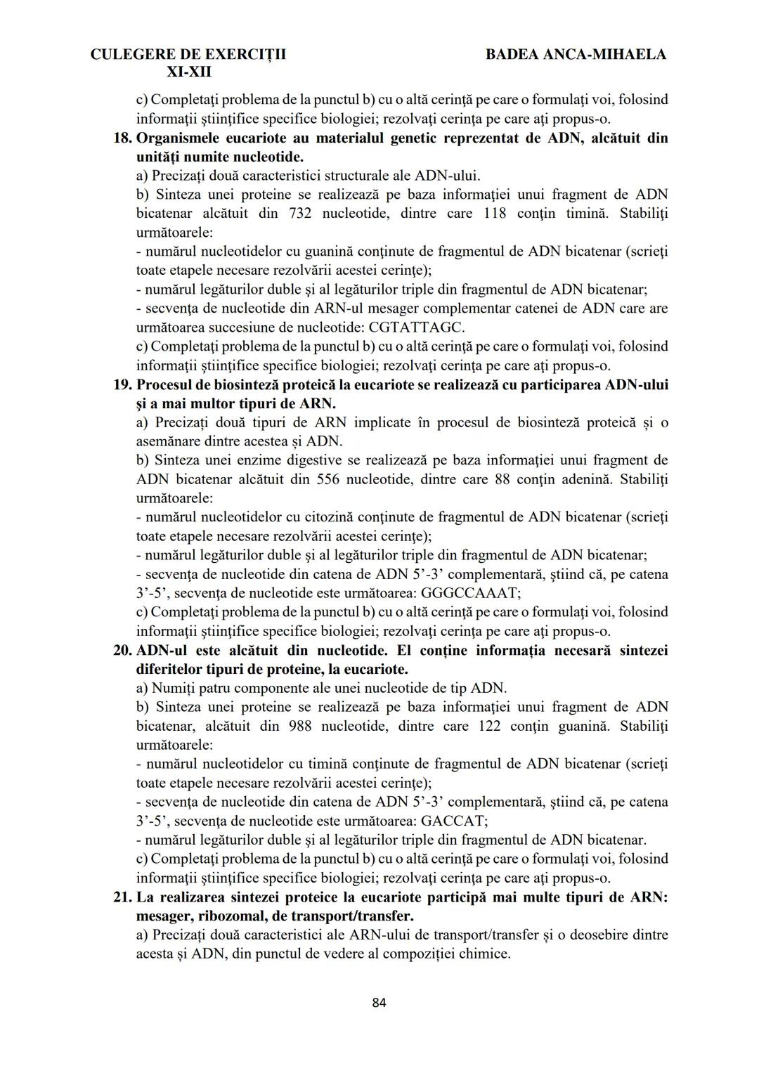 BADEA ANCA-MIHAELA
ISBN 978-973-0-37214-4

BIOLOGIE
CULEGERE DE EXERCIȚII
XI-XII

Reşiţa,
2022 CULEGERE DE EXERCIȚII
XI-XII

BADEA ANCA-MIHA