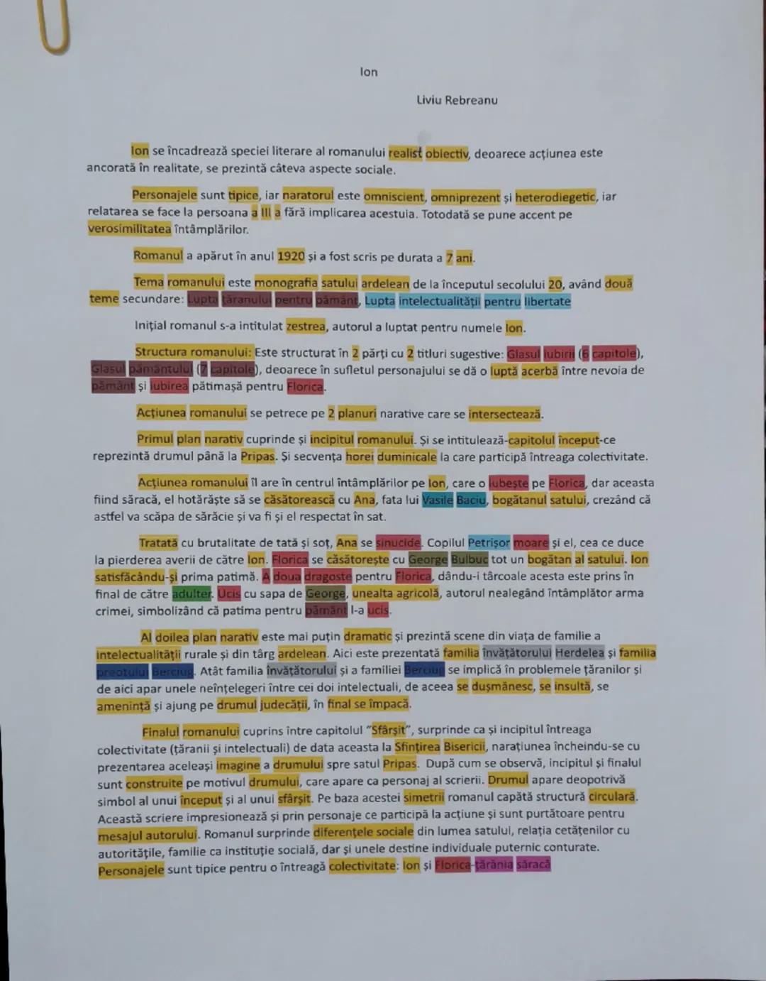# lon
Liviu Rebreanu
lon se încadrează speciei literare al romanului realist obiectiv, deoarece acţiunea este
ancorată în realitate, se prez