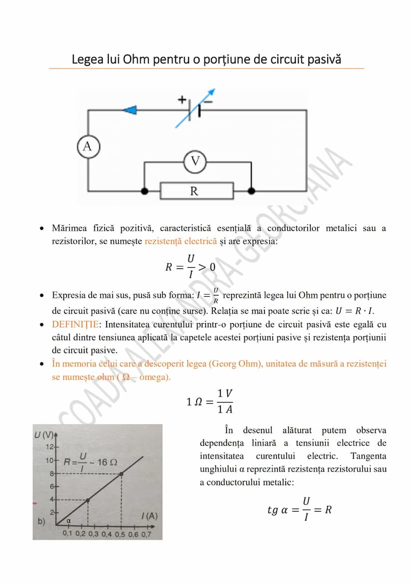 --- OCR Start ---
Rezistenţa unui conductor
Experimental se constată că valoarea rezistenței unui conductor omogen, liniar, la
temperatură c