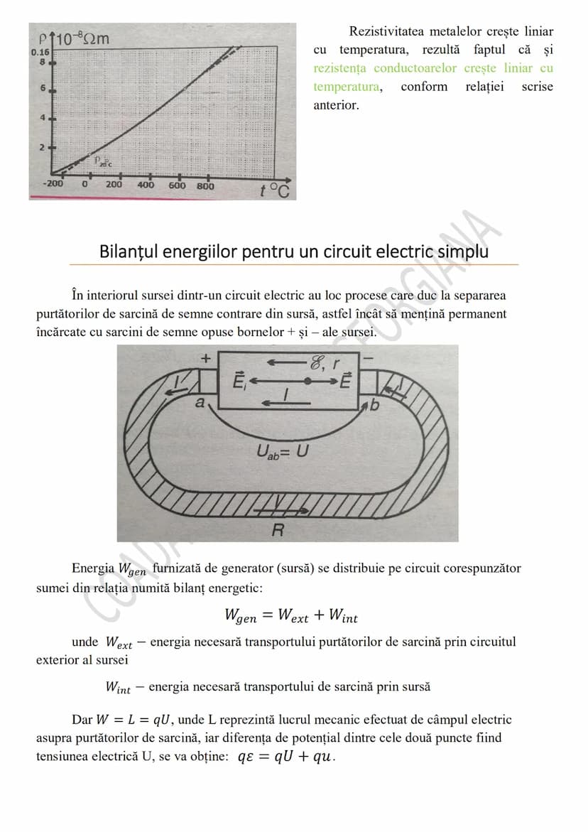 --- OCR Start ---
Rezistenţa unui conductor
Experimental se constată că valoarea rezistenței unui conductor omogen, liniar, la
temperatură c
