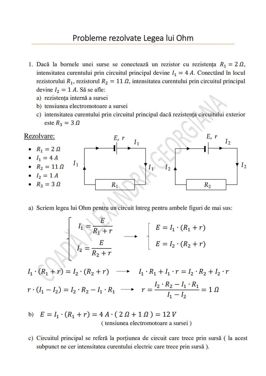 --- OCR Start ---
Rezistenţa unui conductor
Experimental se constată că valoarea rezistenței unui conductor omogen, liniar, la
temperatură c