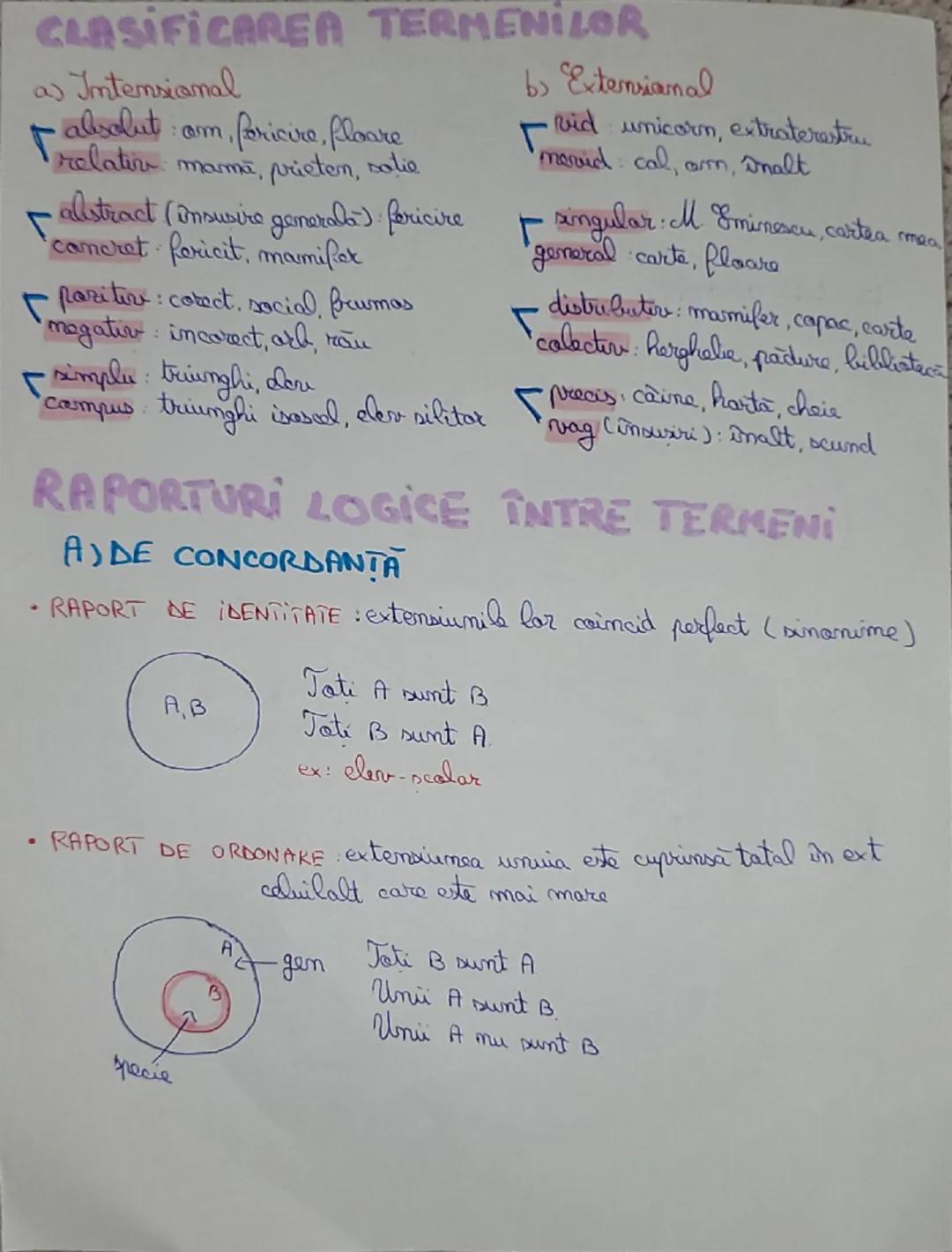 # Termenii

= curvintele /expresii lingvistice care exprimă matrune

reale pisica, papagal, manual
obiecte
6: mumar, proprietate, frumusete
