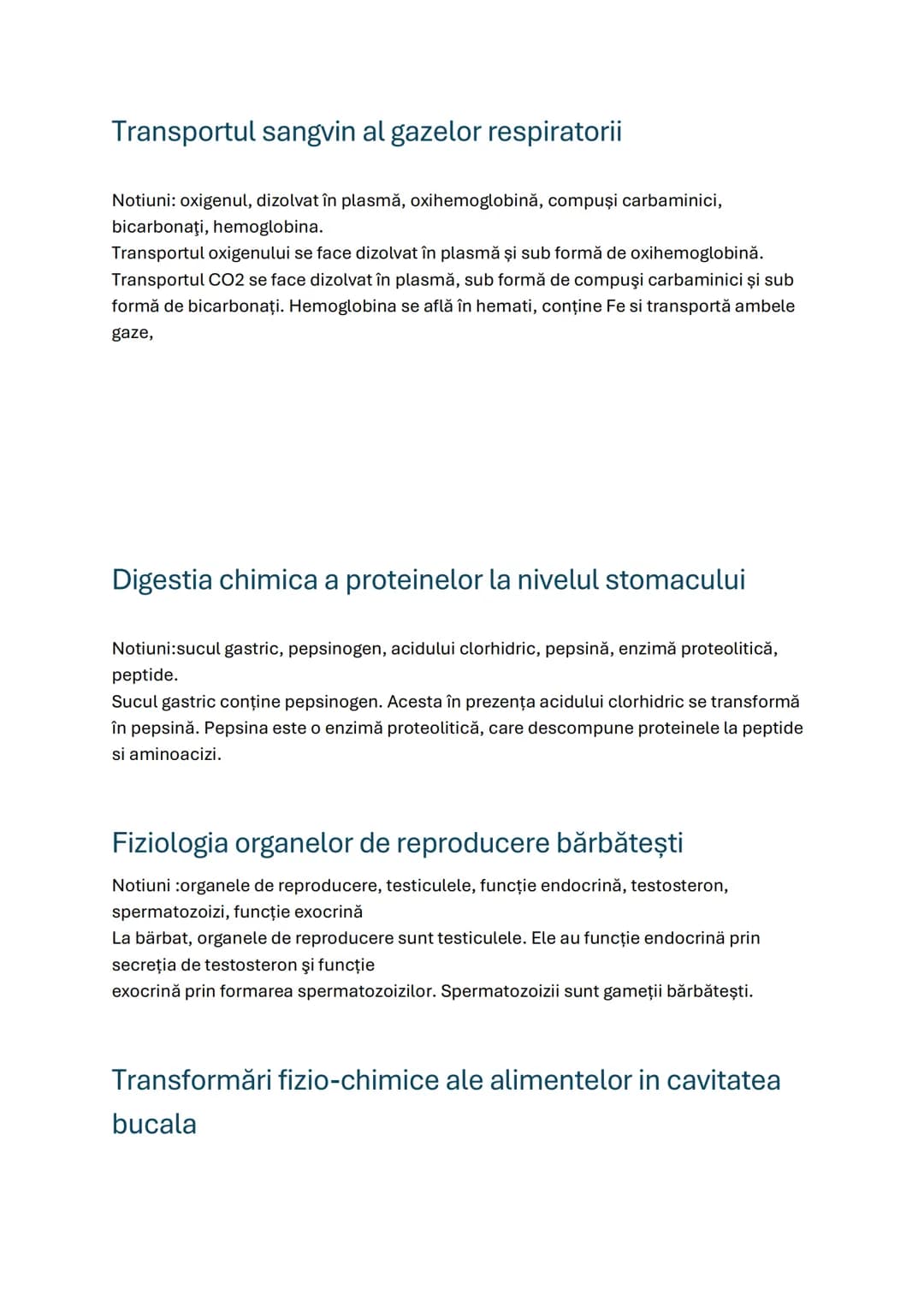 --- OCR Start ---
Funcţia heterocatalitică a materialului genetic
1
Fiziologia intestinului gros...
1
Concepţia şi naşterea.
1
Transportul s