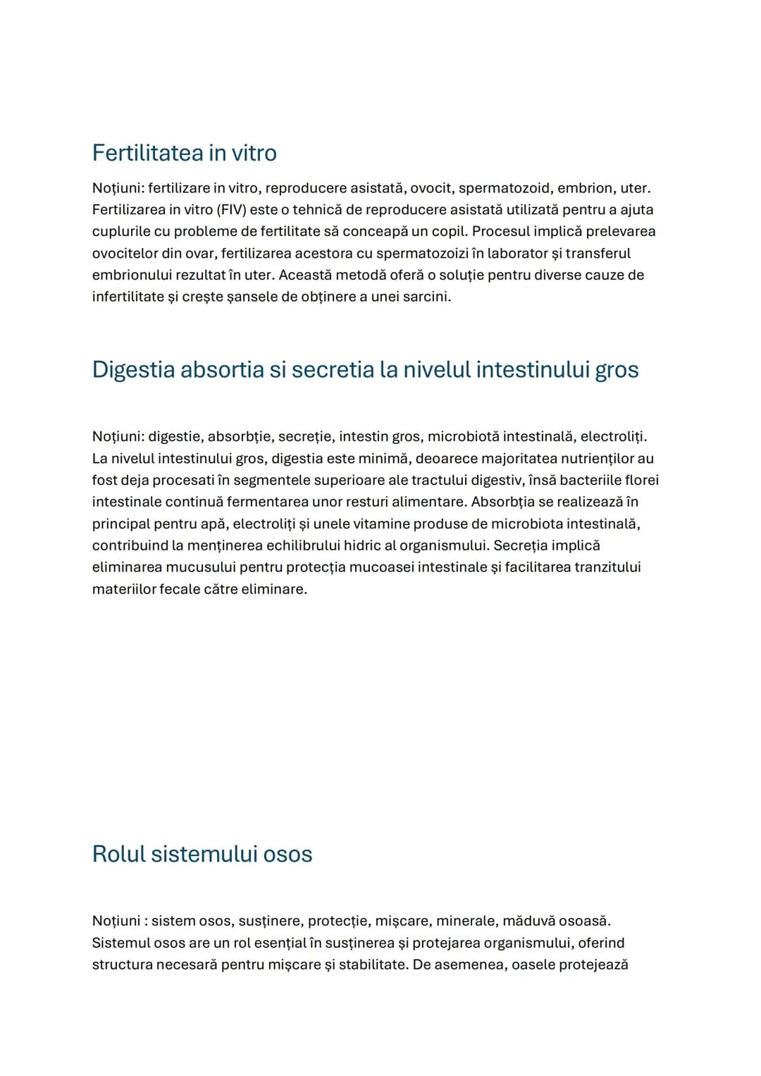 --- OCR Start ---
Funcţia heterocatalitică a materialului genetic
1
Fiziologia intestinului gros...
1
Concepţia şi naşterea.
1
Transportul s