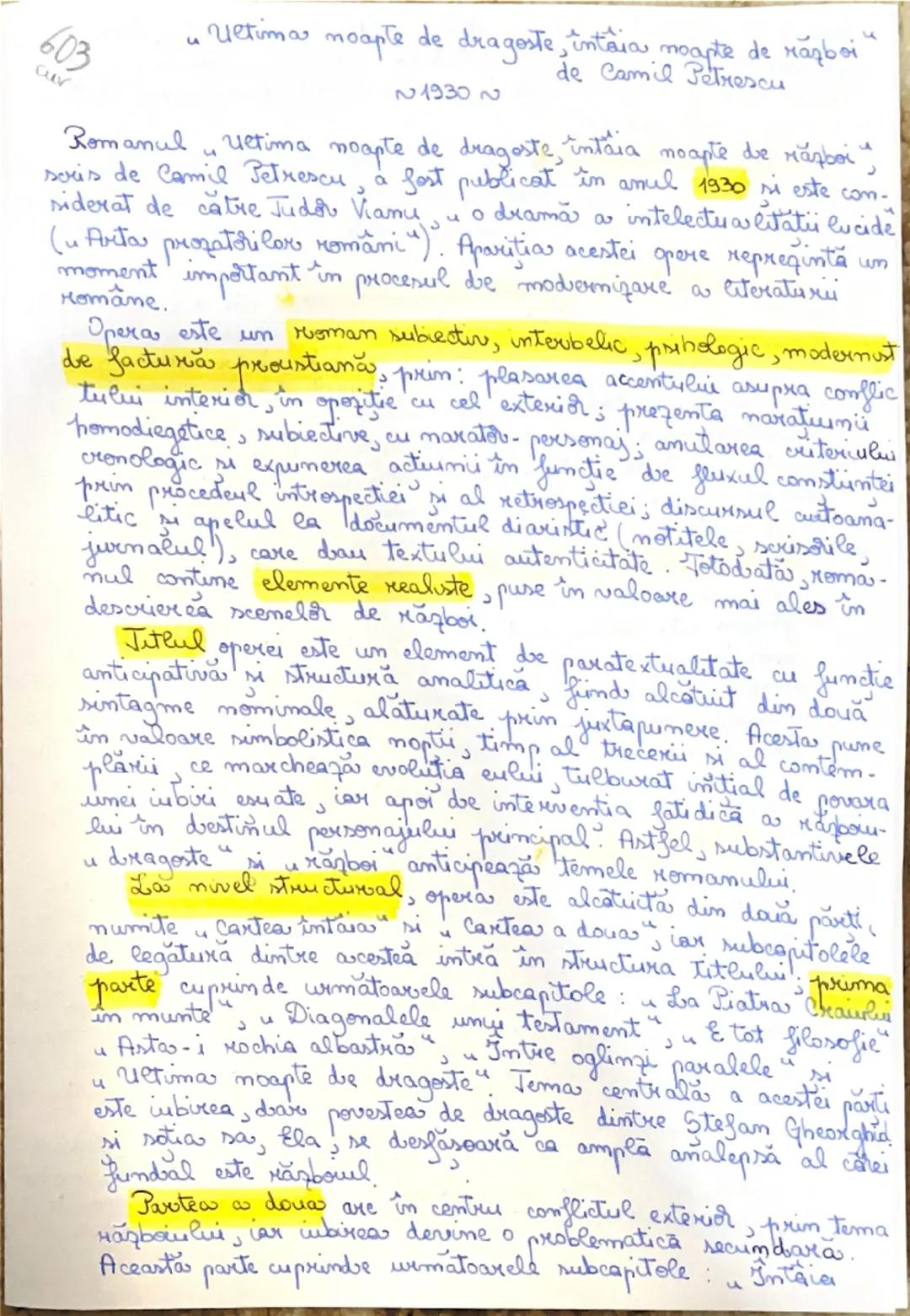 603
cur
• Ultima noapte de dragoste, întaia noapte de război"
~1930~
de Camil Petrescu

Romanul Ultima noapte de dragoste, întaia noapte de 