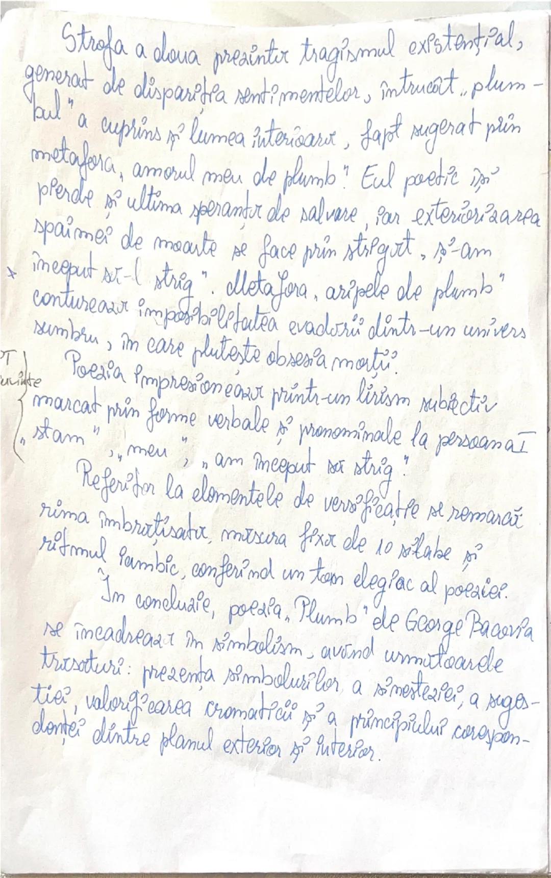 # 1916
# Symbolism
Plumb de George Bacovia
✓George Bacovia se naşte la Bacău, studiază în
orăşul natal şi îşi ia licenţa la Facultatea de Dr