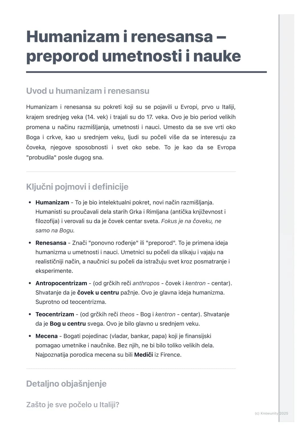 # Humanizam i renesansa –
preporod umetnosti i nauke

Uvod u humanizam i renesansu

Humanizam i renesansa su pokreti koji su se pojavili u E