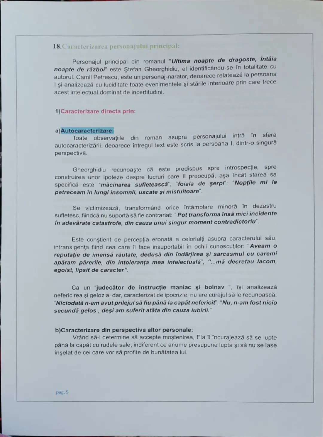 # FIŞĂ DE LECTURĂ

1.Titlul operei literare: Ultima noapte de dragoste, întâia noapte de razboi

2. Autorul: Camil Petrescu

3.Opera face pa