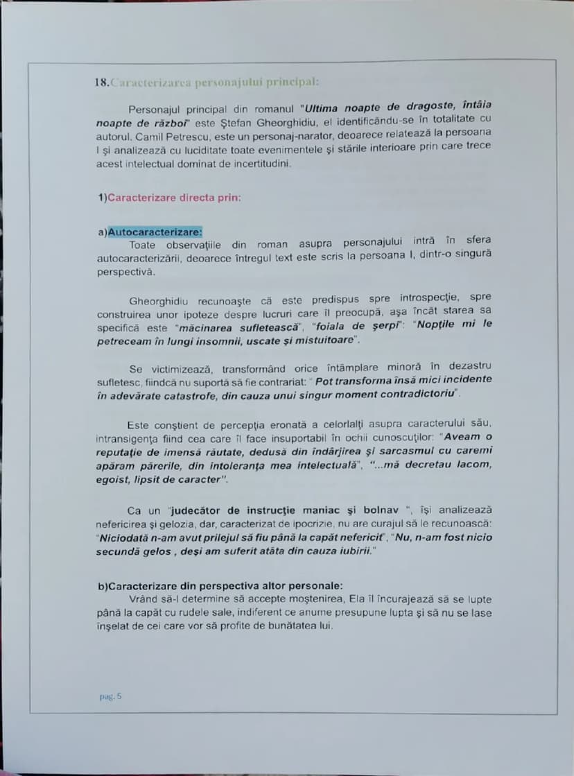# FIŞĂ DE LECTURĂ

1.Titlul operei literare: Ultima noapte de dragoste, întâia noapte de razboi

2. Autorul: Camil Petrescu

3.Opera face pa