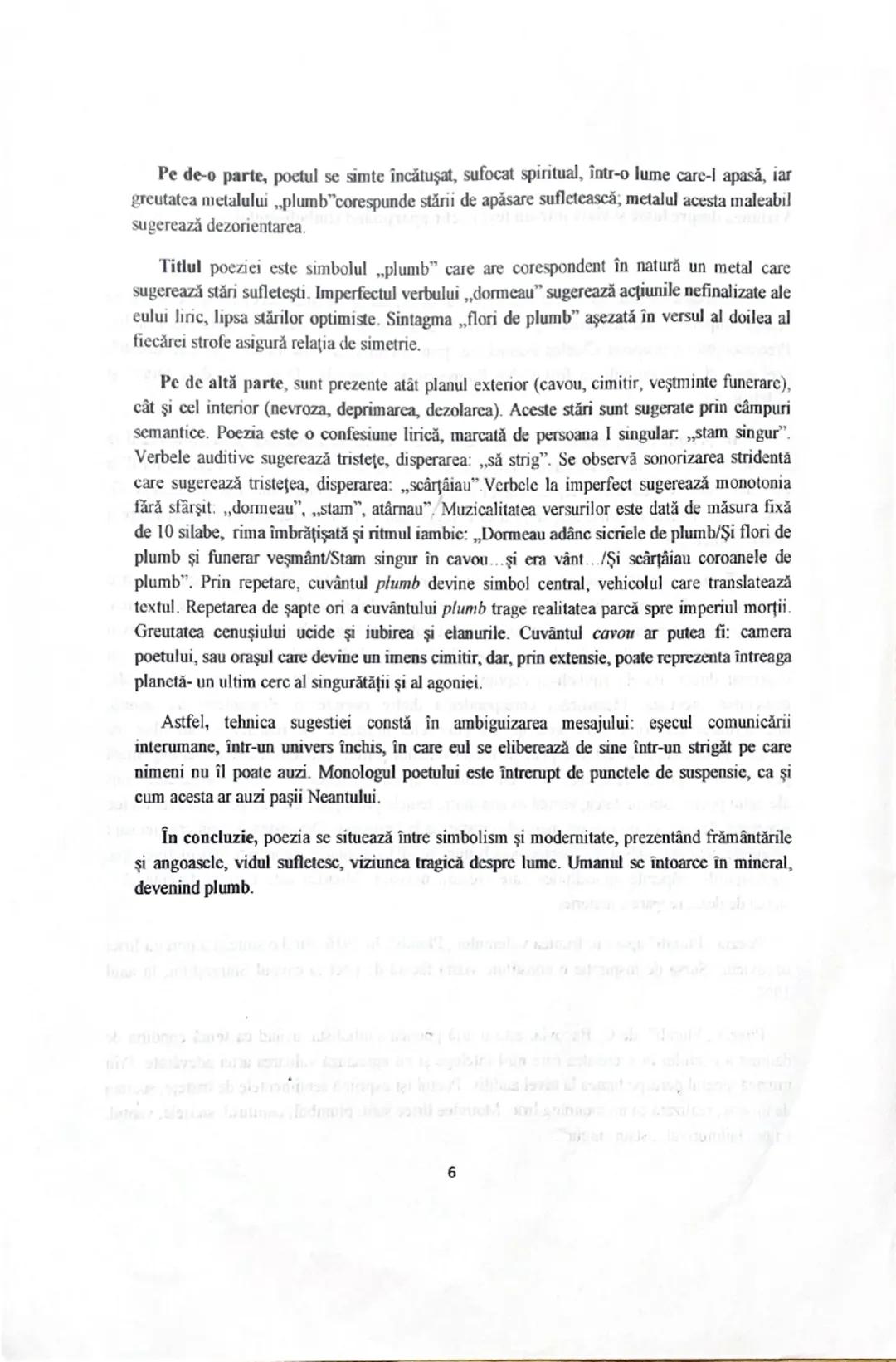 # Pe de-o parte, poetul se simte încașat, sufocat spiritual, într-o lume care-l apasă, iar greutatea metalului „plumb” corespunde stării de 