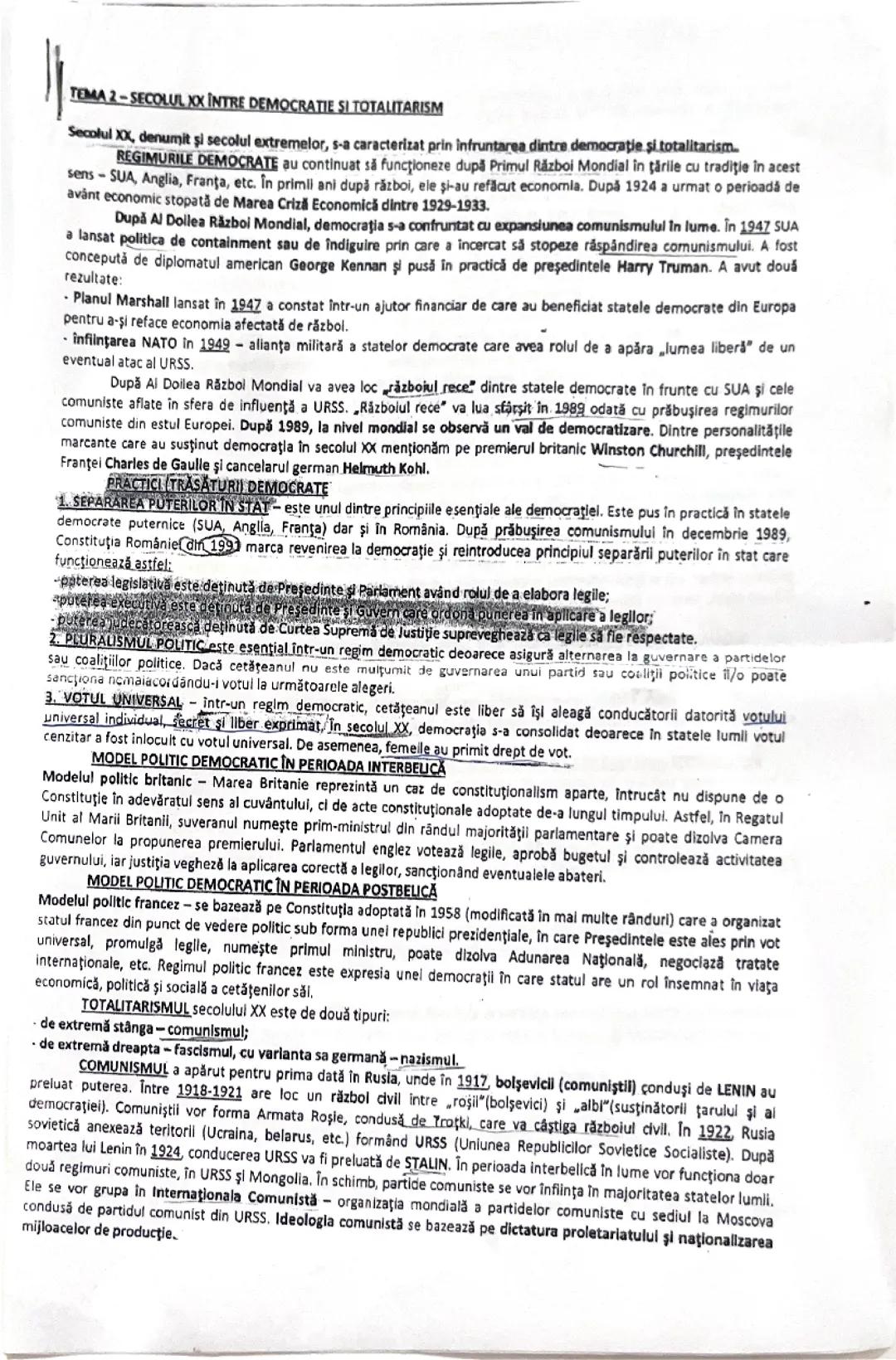 Secolul XX: Democrație vs. Totalitarism