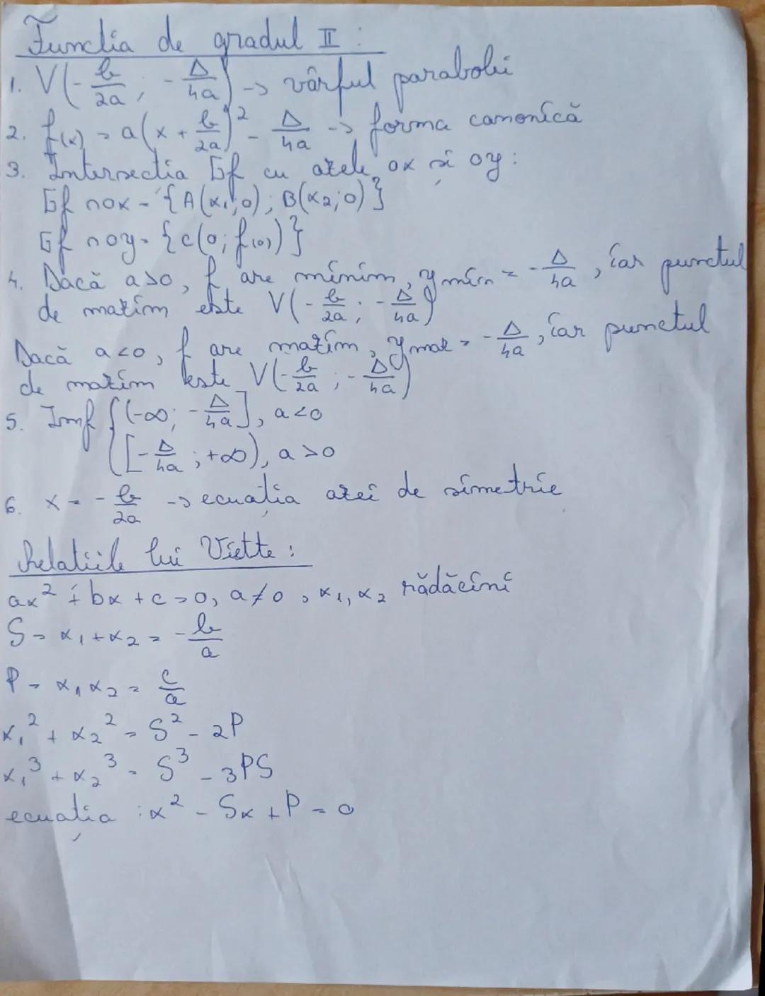 Formule matematică clasa a-IX-a 