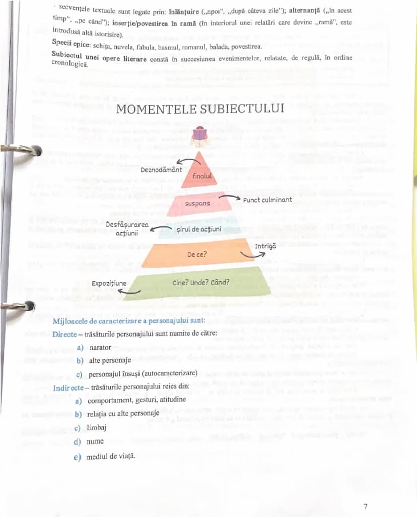 --- OCR Start ---
TEXTUL EPIC (narativ literar)
Textul epic = operă narativă în proză sau în versuri, în care se relatează întâmplări reale 